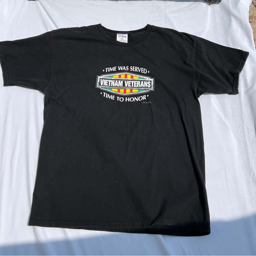 Vintage Men’s 2005 VIETNAM‎ VETERAN Time Was Served Black Shirt Size Large Y2k